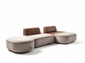 Modular sofa set in beige fabric with brown accent cushions 220 x 100 x 80cm