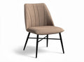 Upholstered dining chair in beige fabric with black metal legs 50 x 45 x 85cm