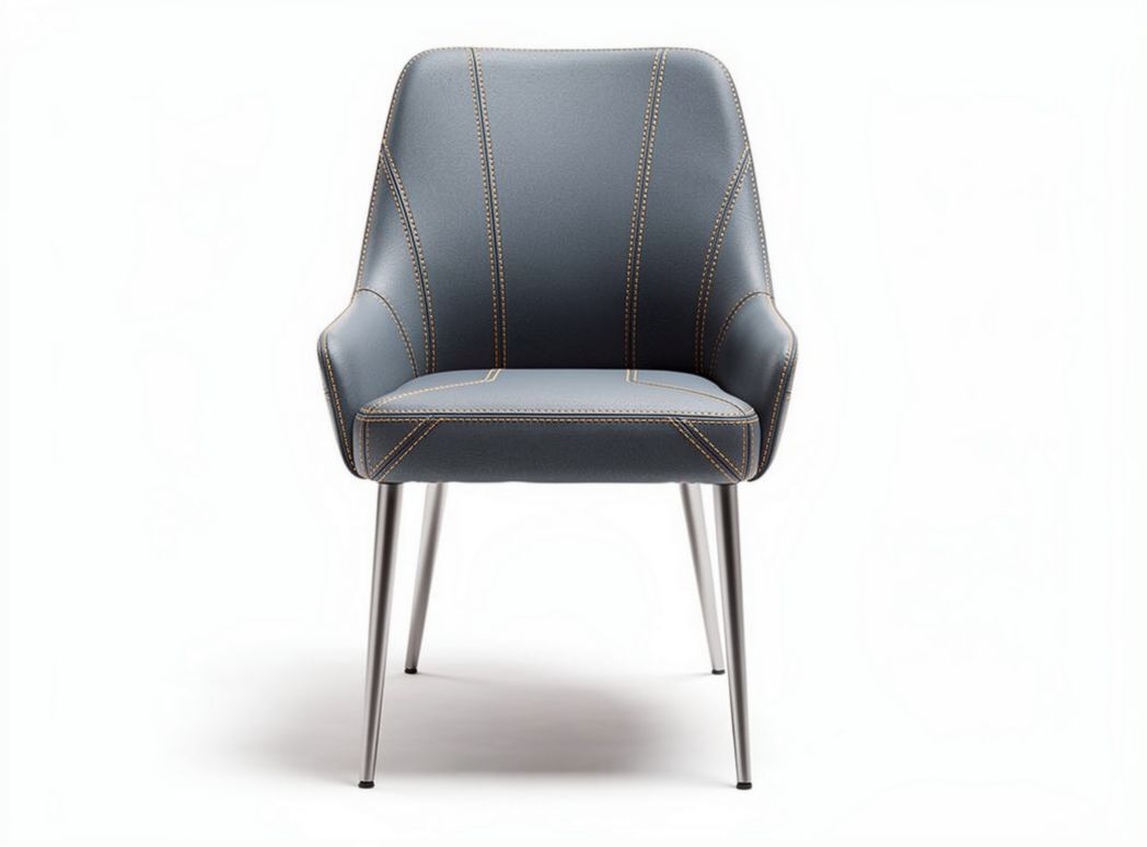 Leather dining chair with metal legs and contemporary design 50 x 50 x 85cm
