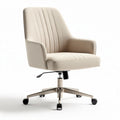 Upholstered office chair with adjustable height and swivel base in beige fabric