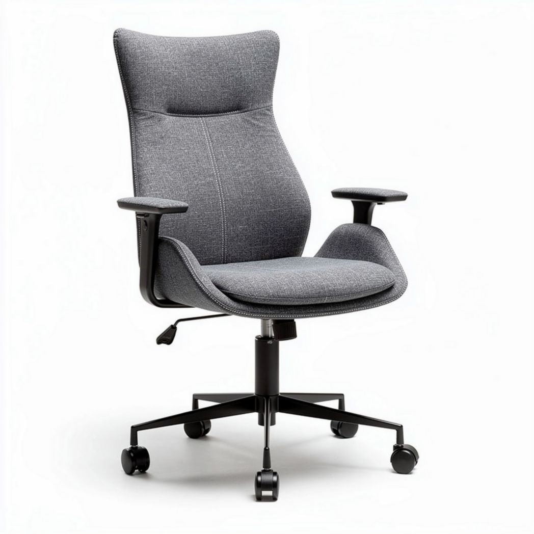 Ergonomic office chair with adjustable height and breathable fabric in gray