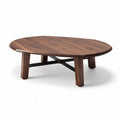 Round walnut coffee table with black metal legs 100 x 100 x 40cm
