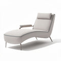 Modern chaise lounge chair in neutral upholstery with metal frame 150 x 70 x 85cm