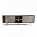 Modern wooden sideboard with grey and brown finish and storage compartments 150 x 40 x 50cm