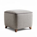 Fabric storage ottoman with wooden legs in herringbone pattern 40 x 40 x 40cm