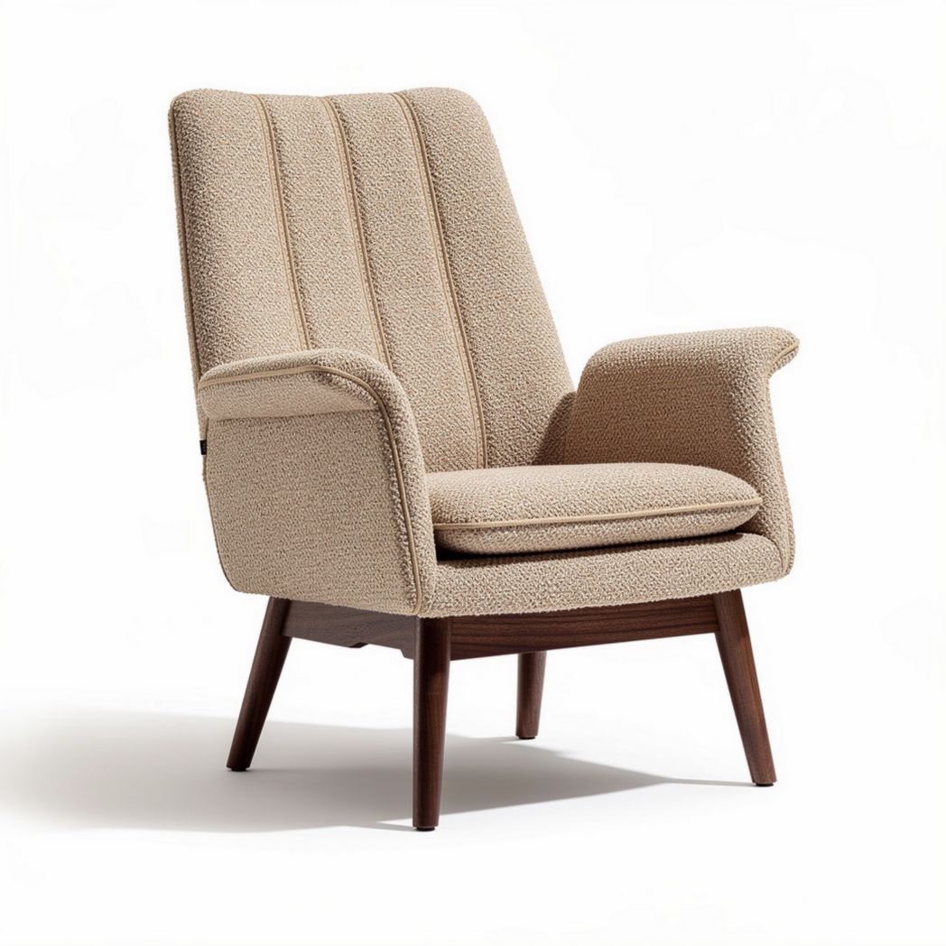 Armchair in beige fabric with wooden legs dimensions 80 x 75 x 100cm