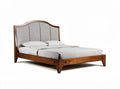 Wooden bed frame with upholstered headboard in gray fabric 200 x 160 x 30cm